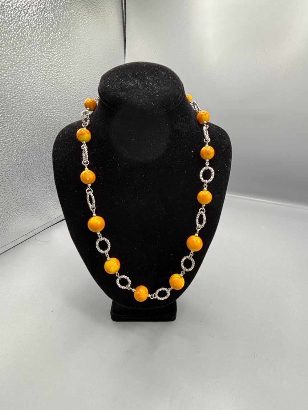Silver Tone Mustard Necklace